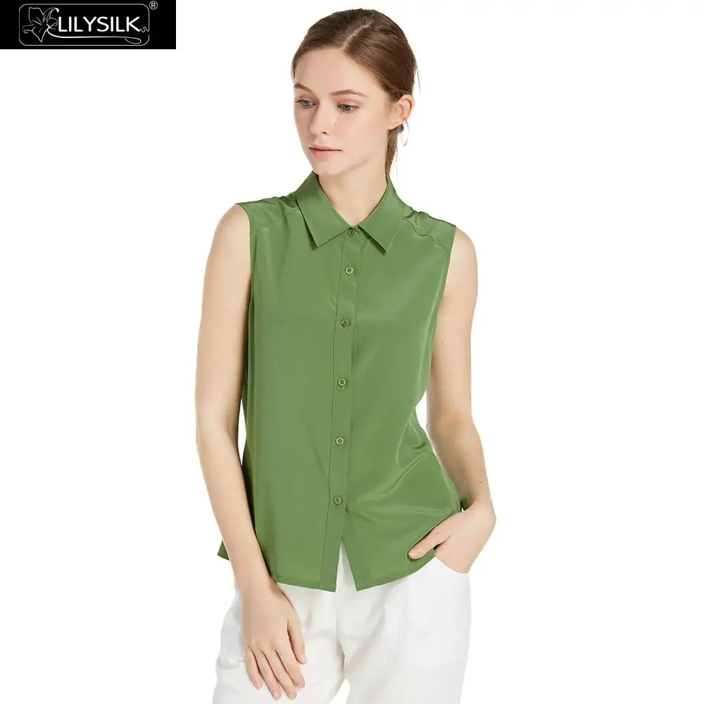 LILYSILK Blouse Shirt Women Pure Mulberry Silk 18MM Sloping Shoulder ...