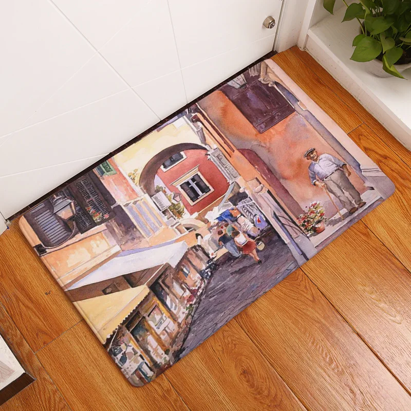 BLRISUP домашний входной коврик фланелевый геометрический пейзаж узор пол коврик 40*60 см кухня ковер ванная комната нескользящий дверной