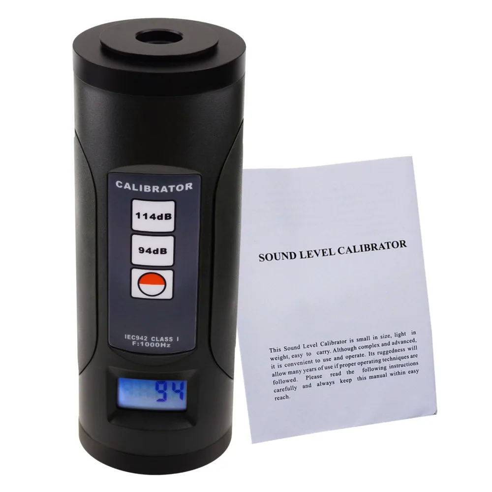 Digital Sound Level Meter Calibrator 94dB & 114dB for 1/2" and 1" Microphone, Portable with Backlight, Calibration Tool 2