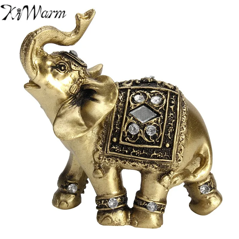Feng Shui Lucky Elegant Elephant Trunk Statue Wealth Figurine Ornament Gift