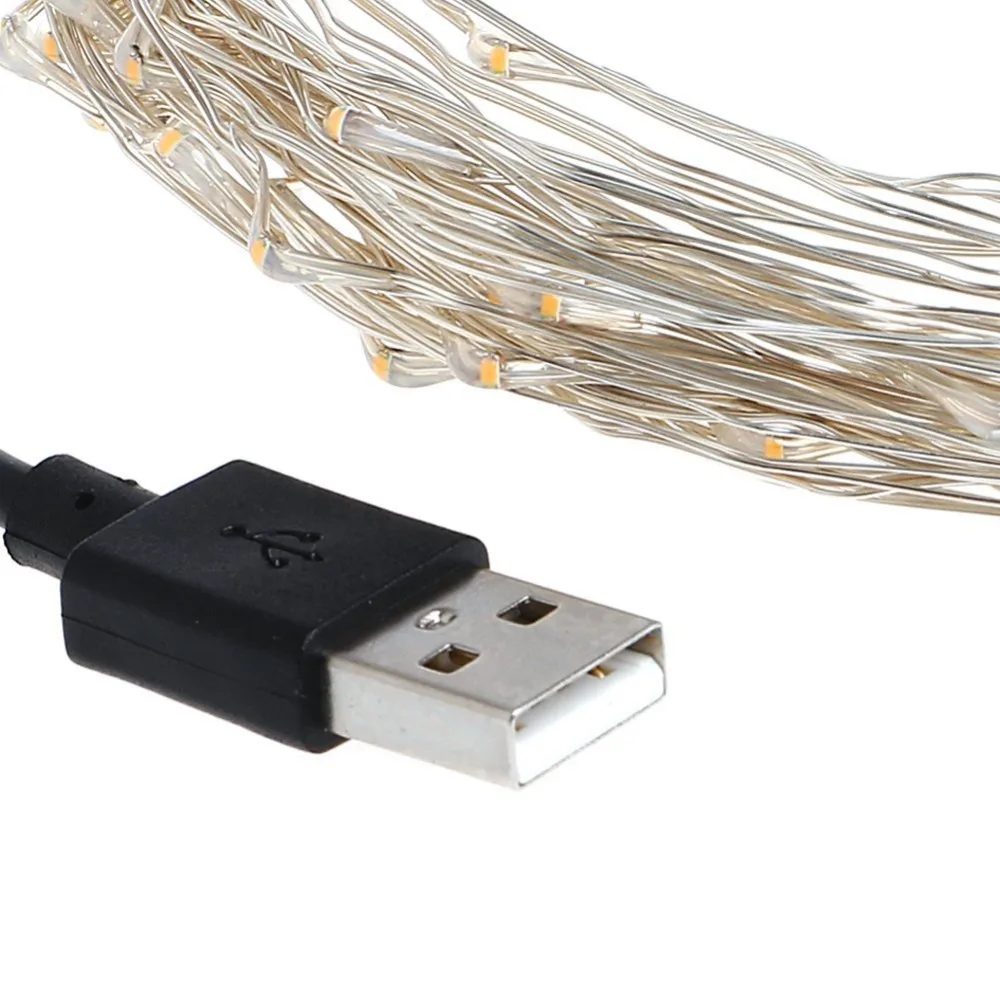 Светодиодный ночник 5 В USB м 10 серебристая проволока праздничная уличная гирлянда