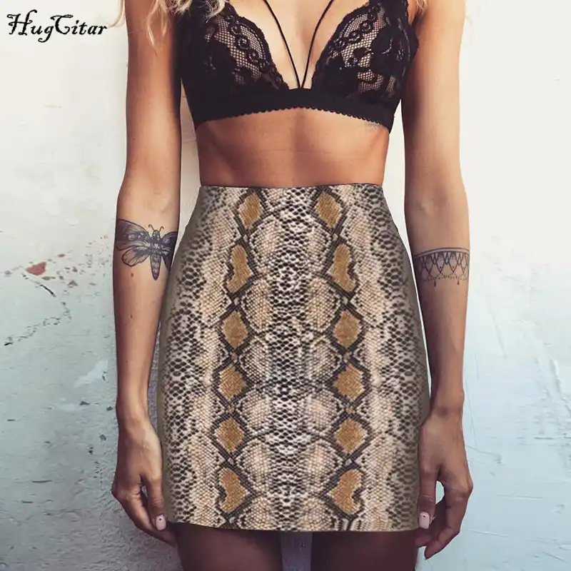 snakeskin bodycon skirt
