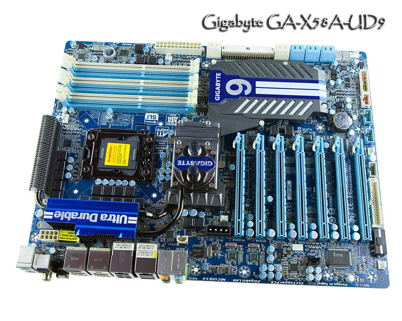 Для Gigabyte GA-GA-X58A-UD9 оригинальная б/у рабочего стола материнской платы GA-X58A-UD9 X58 LGA i7 1366 DDR3 24G SATA3 USB3.0 блок питания ATX