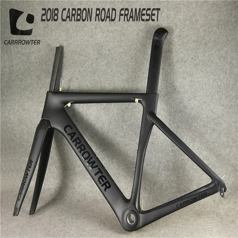 Perfect 2018 Brand CARROWTER carbon road bike frame with BSA(BB68) UD Matte BOB Black on Black full carbon fiber Bicycle Frameset 0