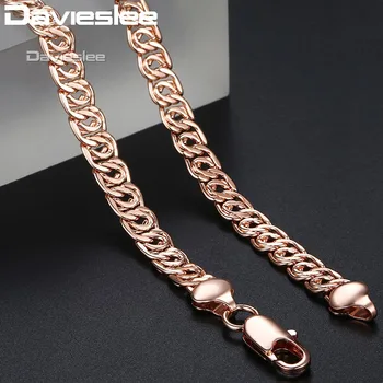 

Davieslee Yellow White Rose Gold Chain Necklaces for Women Men Snail Link Fashion Jewelry Mens Womens Necklace 7mm 45cm DLGN326