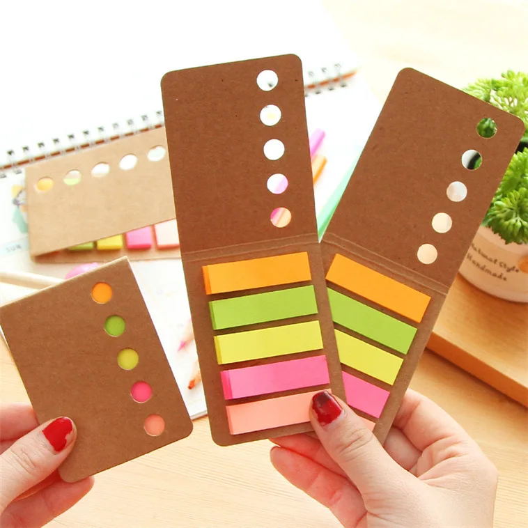 

New Novelty Kraft Paper Cover Candy Color Memo Pad N-times Sticky Note Bookmark Notepad School Office Supply Student Prize Gift