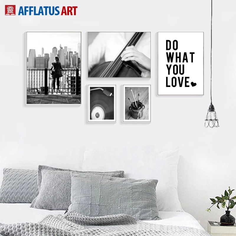 

Black White Girl Cello Quotes Nordic Poster Wall Art Canvas Painting Posters And Prints Wall Pictures For Living Room Home Decor