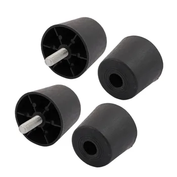 

4Pcs 60 x 50mm M10 Threaded Black Round Plastic Base Leveling Foot Furniture Sofa Glide To tables heavier desks Casters Hardware