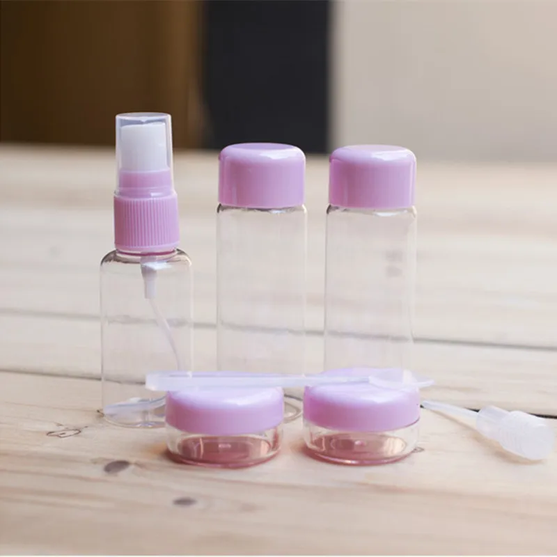 7pcs/Set WholeSale Dropshipping MOONBIFFY Travel Mini Makeup Cosmetic Face Cream Pot Bottles Plastic Transparent Empty Eyeshadow