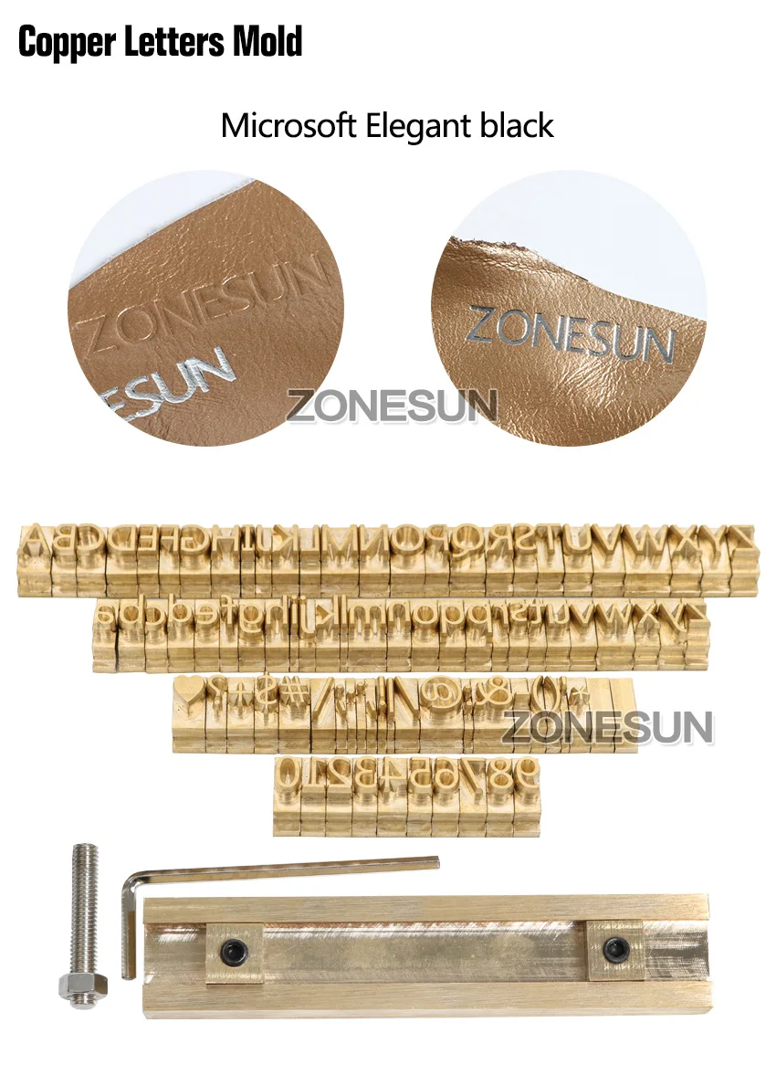 ZONESUN, сделай сам, Пользовательский логотип, Т-образный слот, латунное письмо, штамповочная форма, горячая фольга, штамп, медный алфавит, пресс, индивидуальный шрифт, форма для символов