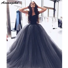 Великолепное бальное платье, вечернее платье, вечернее платье, Дубай, милая отделка бисером, серое Тюлевое длинное платье для выпускного вечера