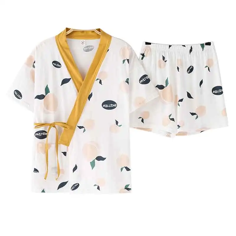 BZEL,, летний пижамный комплект для женщин, v-образный вырез, короткий рукав, одежда для сна, хлопок, Kawaii, женская ночная рубашка с рисунком, цветное нижнее белье в горошек - Цвет: 03