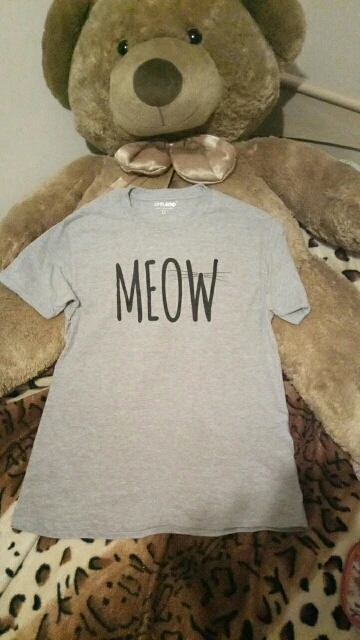 100% Cotton Meow Print Women Cat T Shirt
