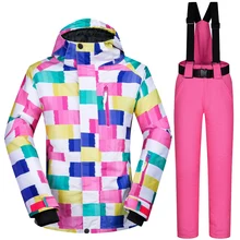 Брендовые женские лыжные куртки и штаны, уличные сноубордические куртки, теплая водонепроницаемая зимняя куртка, женские лыжные и сноубордические костюмы