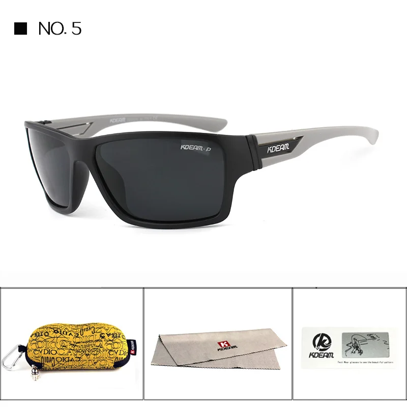 KDEAM брендовые солнцезащитные очки мужские спортивные солнцезащитные очки женские поляризованные зеркальные линзы zonnebril mannen 7 цветов UV400 С жесткий чехол KD510 - Цвет линз: C5