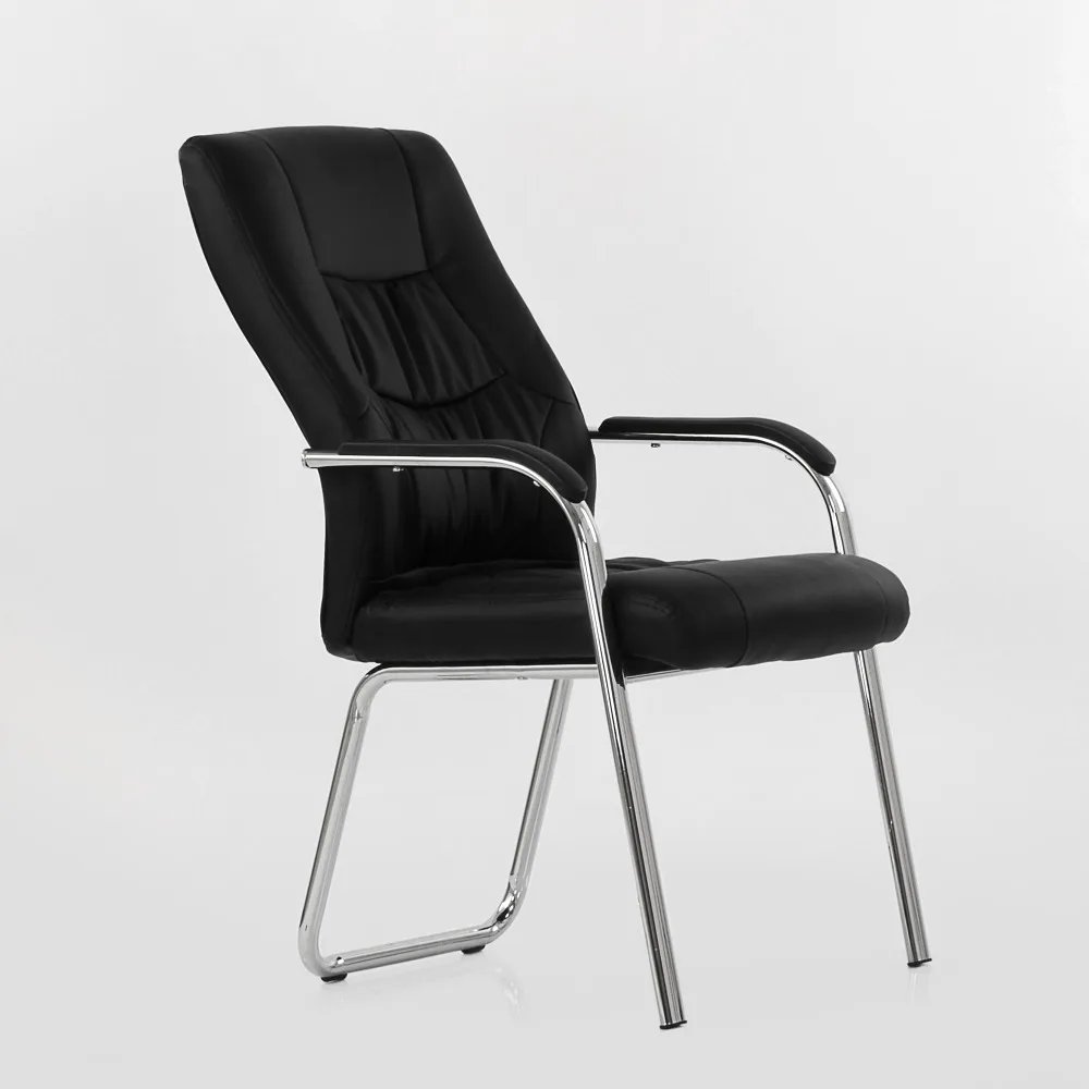95457 Barneo K-15 офисное кресло для посетителей черное эко-кожа хромированные ножки мебель для офиса стул для посетителей стул для визитеров кресла для дома и офиса в Казахстан по России