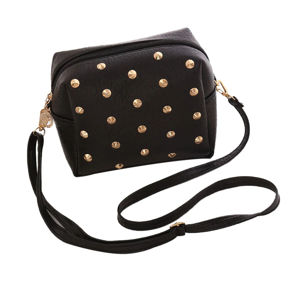 

Fashion Lightweight Faux Leather Rivet Shoulder Bag Women Shopping Pouch Handbag