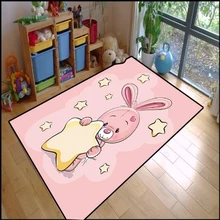 Else розовый кролик звезды милые животные ковер для девочек 3d принт Нескользящая микрофибра для детской комнаты декоративный коврик для детской комнаты