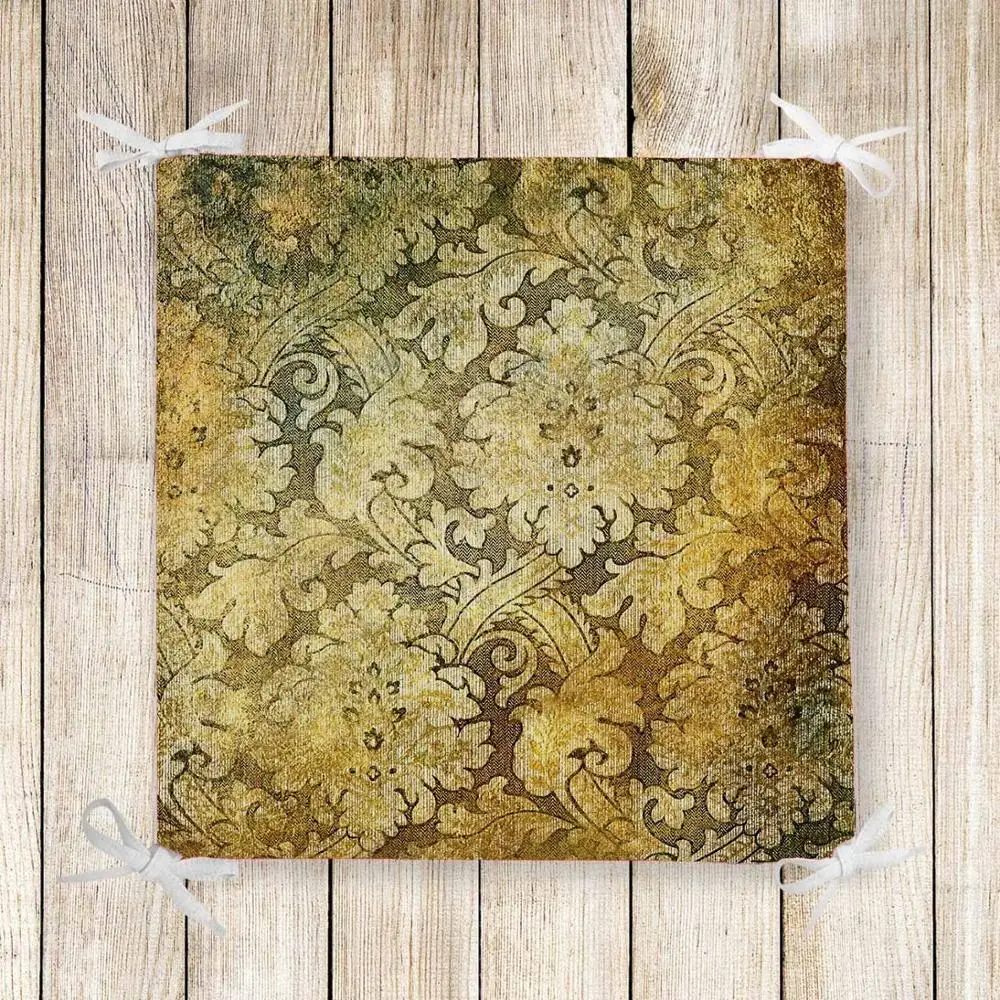 Best Else Yellow Black Ottoman Ethnic Design 3d Chair Pad Seat Cushion Soft Memory Foam Full Lenght Ties Non Slip Washable Zipper