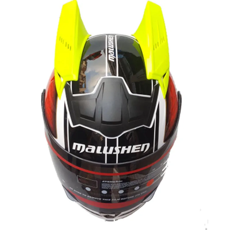 MALUSHEN флип-ап мотоциклетный шлем личностный Capacete анфас гоночные шлемы Capacete Casque ABS Материал Розовый шлем - Цвет: oxhead with yellow