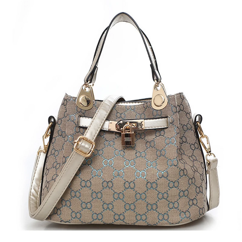 Women Handbag New Fashion Canvas Female Geometry Bucket Bag Top handle Day Clutches Casual ...