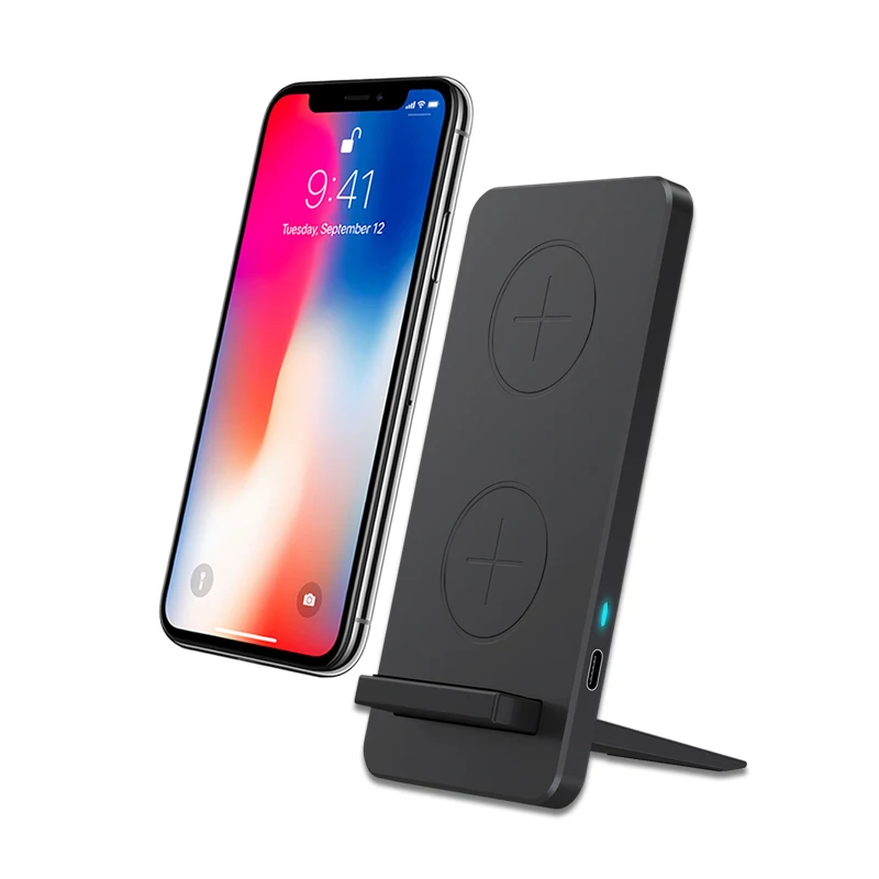 

2 Coil 10W/7.5W Qi Wireless Charger Fast Charger Quick Charge 3.0 for iPhone X/XS Max Plus Wireless Charging Pad For Samsung