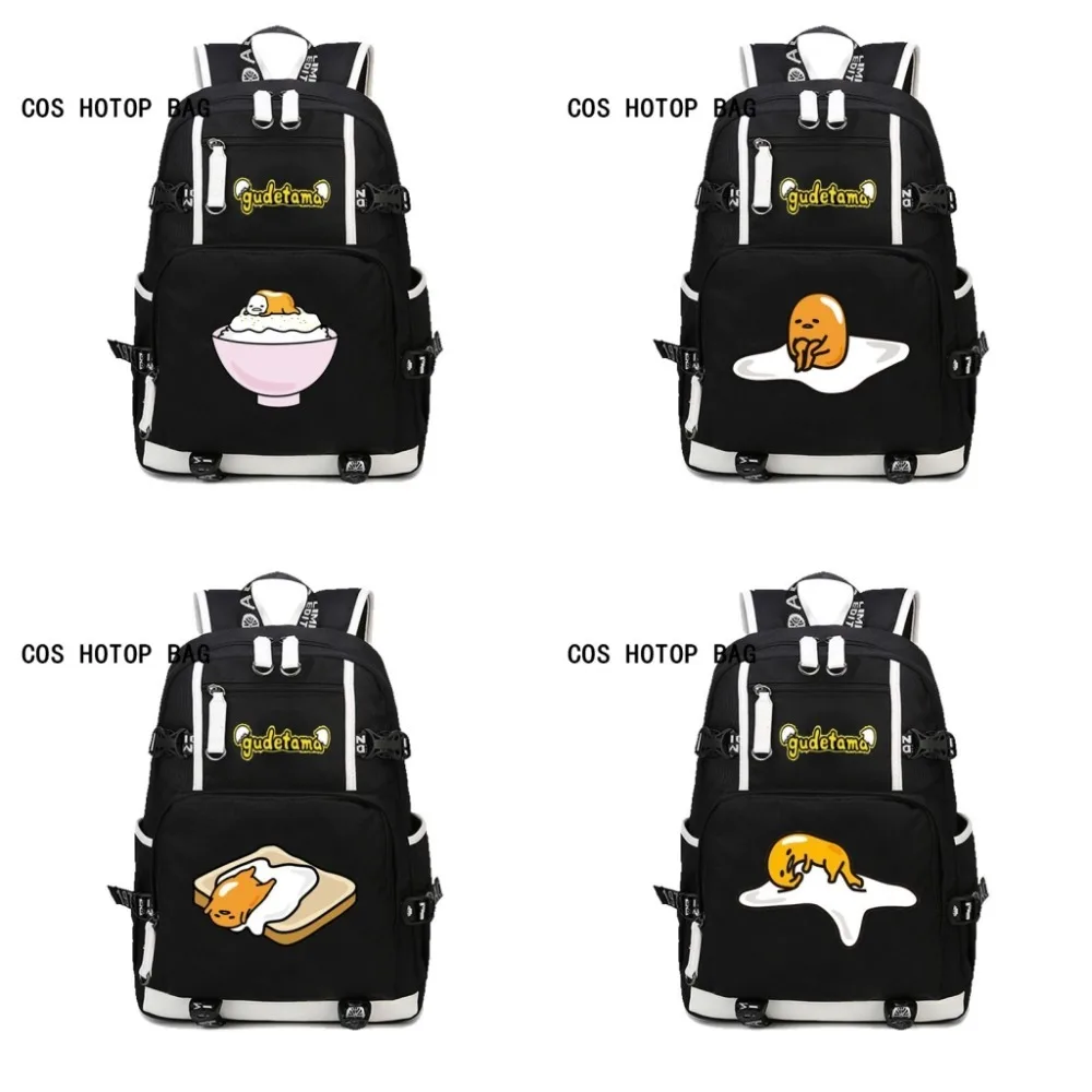 

anime cartoon Gudetama Backpack Canvas Kawaii Feminina women men Laptop Travel Bag student book shoulder Bag teenagers packsack