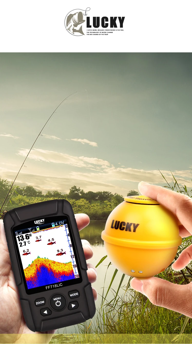 Lucky FFF718LiC WLA Беспроводной эхолот для рыбалки с цветным дисплеем lucky fish finder sonar for