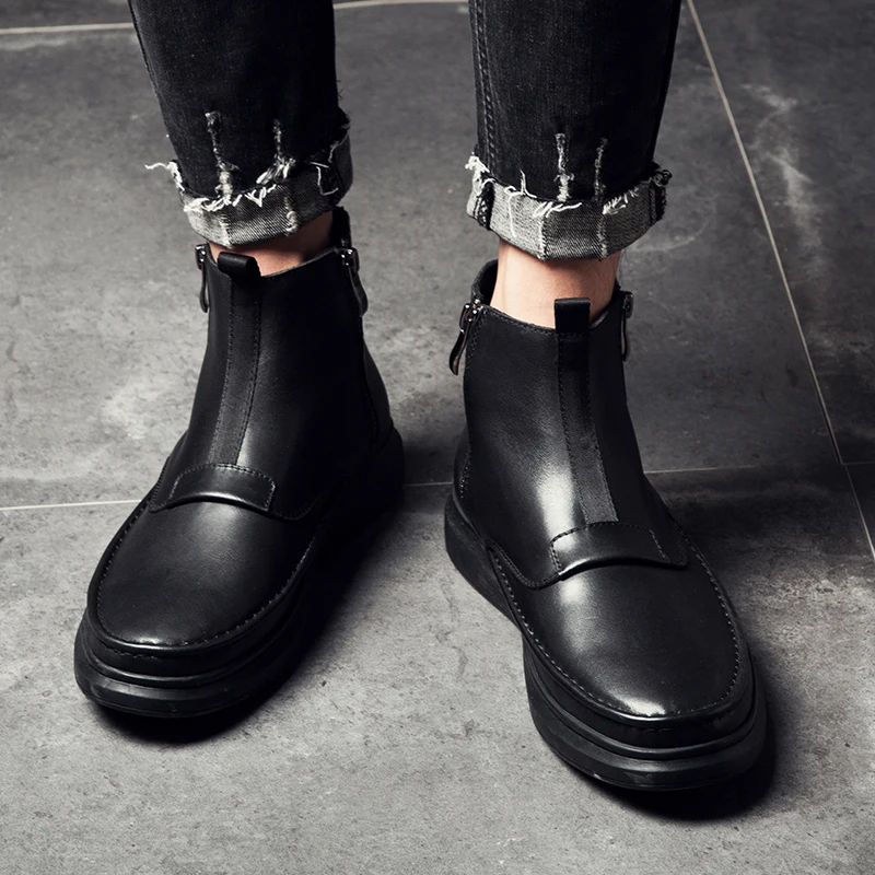 

Brand Men Boots 2018 Fashion Men Ankle Boots Winter Autumn Casual Men Genuine Leather Boots Man Shoes Plus Big Size 38-48 a5