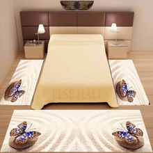 Else 3 шт. желтый тропический пляж песок Голубая Бабочка 3d принт Нескользящая микрофибра моющийся Декор Спальня области ковер набор