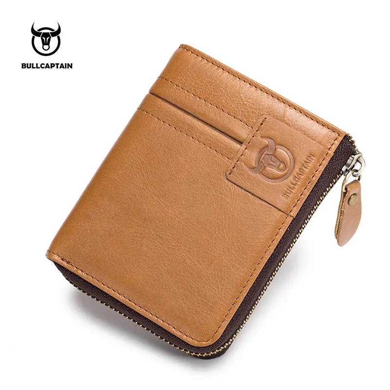 

BULLCAPTAIN 100% Genuine Leather Wallet Men RFID Carteira Brand Designer Short Wallet Mini PORTFOLIO Vallet Perse Card Holder
