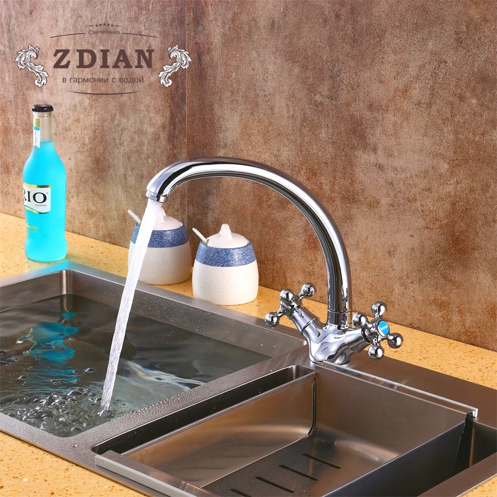 

Double Handle Solid Kitchen Mixer Cold and Hot flexible Kitchen Tap Single lever Hole Water Tap Kitchen Faucet Torneira Cozinha