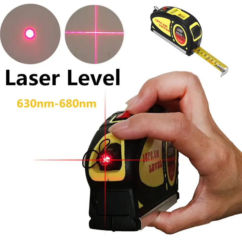 

Laser Level Four Different Laser Standard Metal Ruler 2 Way Level Bubbles ABS + Aluminum Alloy 630nm-680nm Light Range 6-8M