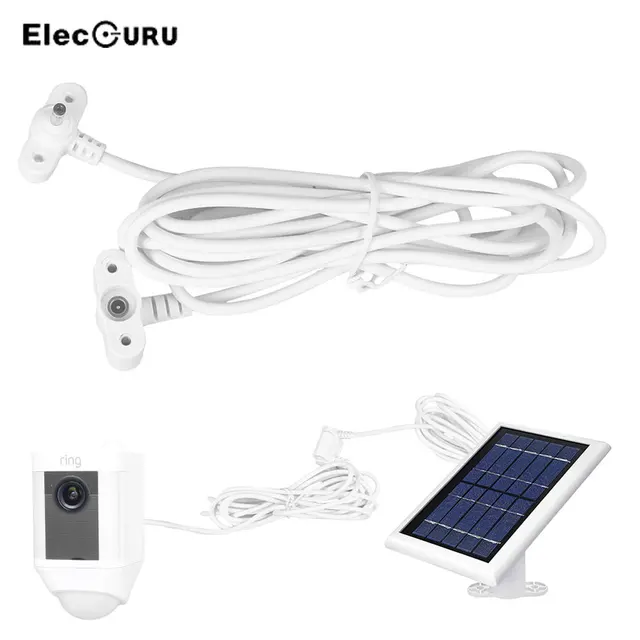 8.2ft/2.5M DC Extension Cable For Ring Spotlight Cam Solar White Weatherproof Solar Panel