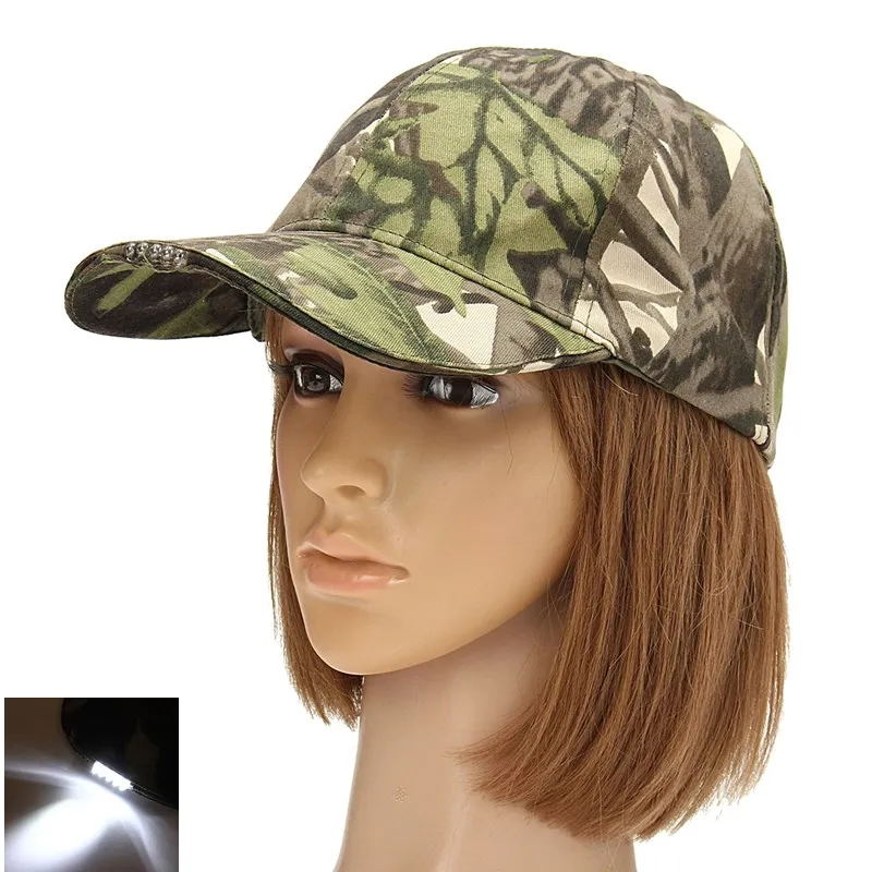 

Camouflage LED Light Baseball Cap with 5LED Torch for Fishing Walking Running Baseball Cap Camo Athletics Hat Men Women Snapback