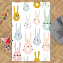 Else Синий Розовый Коричневый Милый Забавный кролики животные 3d принт Нескользящая микрофибра для детской комнаты декоративный коврик для детской комнаты