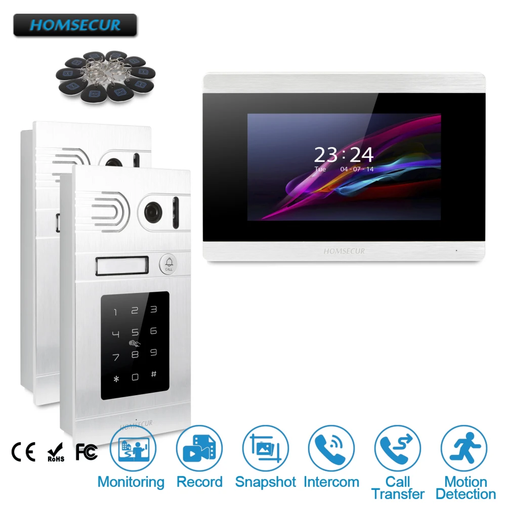 

HOMSECUR 7" Wired Hands-free Video Door Phone Intercom System with RFID Access BC071-S +BM715-S