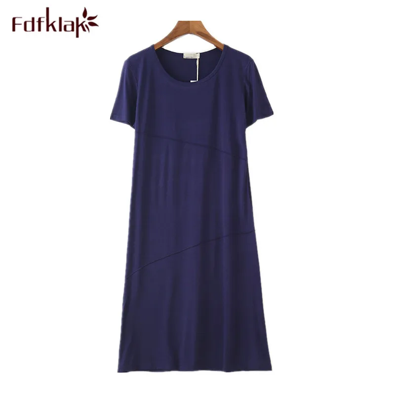 

Fdfklak Casual loose female sleepwear night dress women summer nightgown cotton ladies nightshirt nightwear home clothes