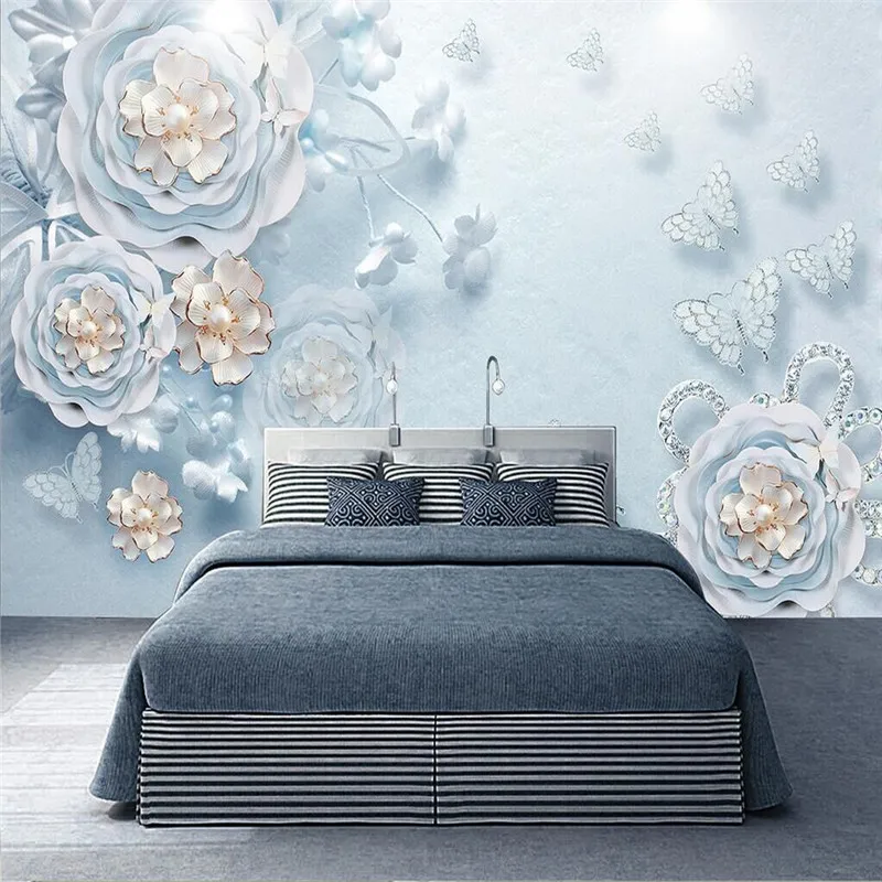 

Dream blue Современные Простые трехмерные тисненые украшения цветок бабочка стена профессиональное производство крупномасштабных