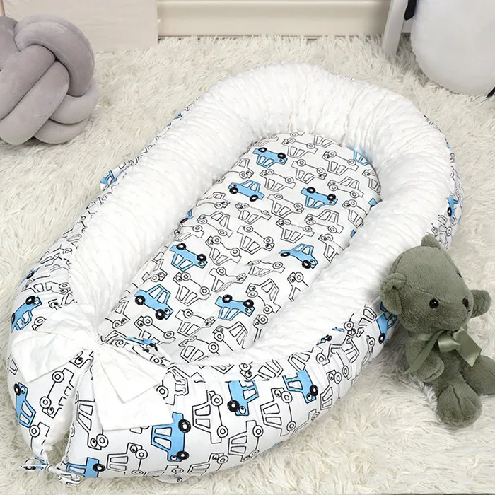 Хлопок утолщение младенческой кровати в кровати Новорожденный ребенок кровать Небьющийся съемный стирка сплошной цвет BY1040 - Цвет: 3