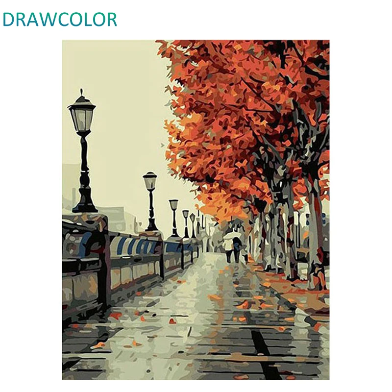 SDOYUNO Frame DIY Painting By Numbers Kits Autumn Park Landscape Acrylic Paint On Canvas Drawing For Living Room | Дом и сад