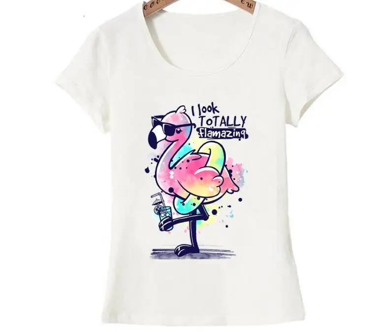 

Mode d'été femmes T Shirt I Look To Tally Flamazing Flamingo rose imprimé T-Shirt Mini décontracté hauts fille mignon t-shirts à