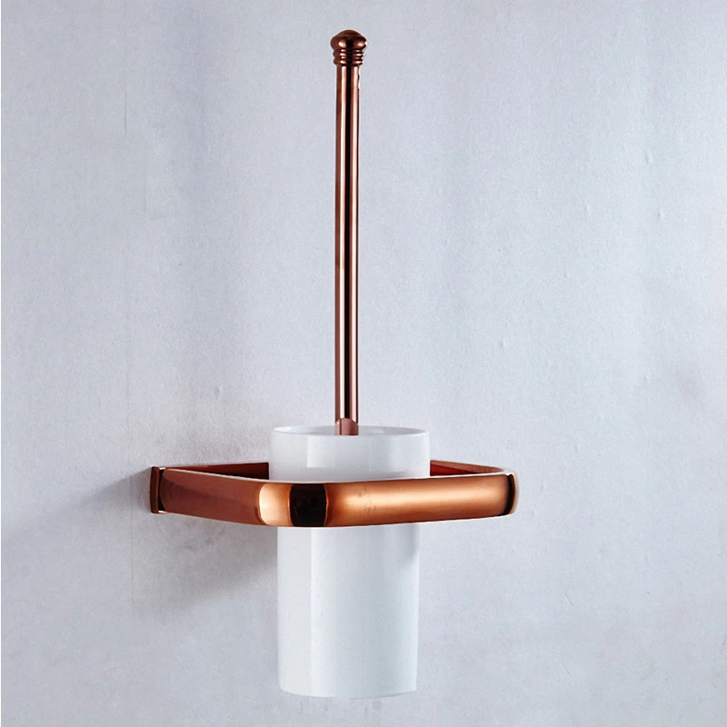 Bathroom Hardware Set Bathroom Hardware Accessories Luxury Rose Gold Bathroom Accessories Brass Wall Mounted Toilet Brush Paper Towel Holder Rack Glass Shelf Bath Hardware Set