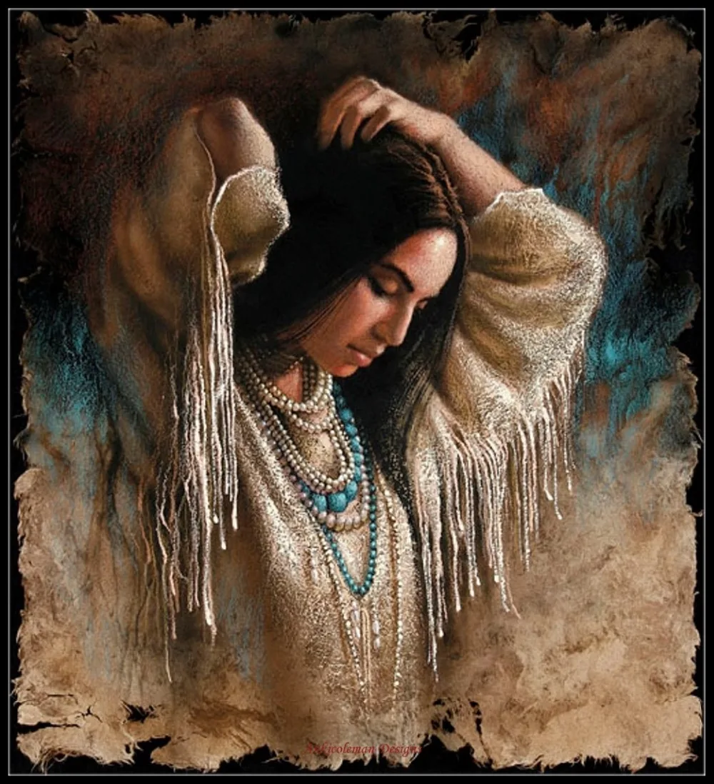 

Embroidery Counted Cross Stitch Kits Needlework - Crafts 14 ct DMC DIY Arts Handmade Decor - The Turquoise Necklace