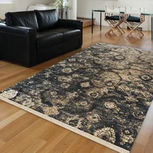 Темно-синий кремовый турецкий, этнический винтажный османский 3d принт Противоскользящий килим моющийся декоративный ковер богемный ковер