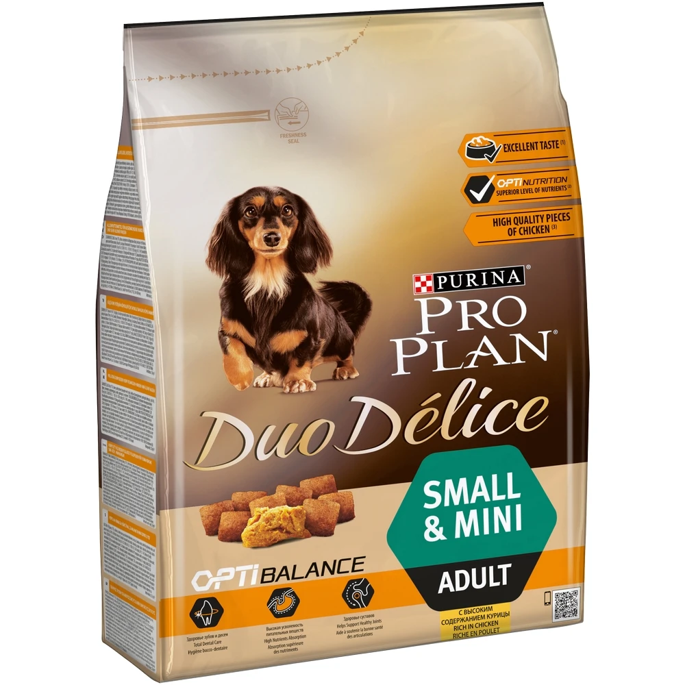 Pro Plan Duo Delice Small& Mini для взрослых собак мелких и карликовых пород, Курица, 2,5 кг