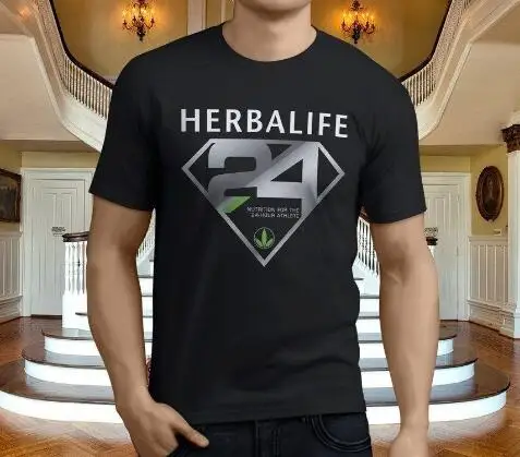 Мужская Новая Популярная футболка Herbalife Nutrition 24 черная с принтом велосипедная для