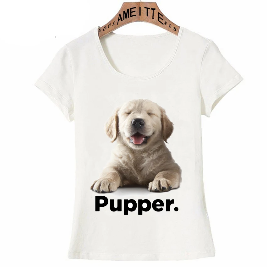 Squint The Golden Retriever Puppy Print T Shirt Cute Girl T Shirt
