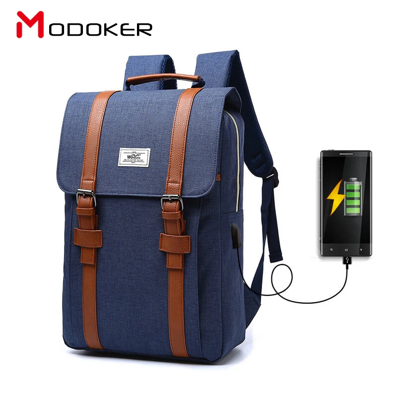 Рюкзак Modoker для ноутбука в Корейском стиле унисекс с внешним USB интерфейсом