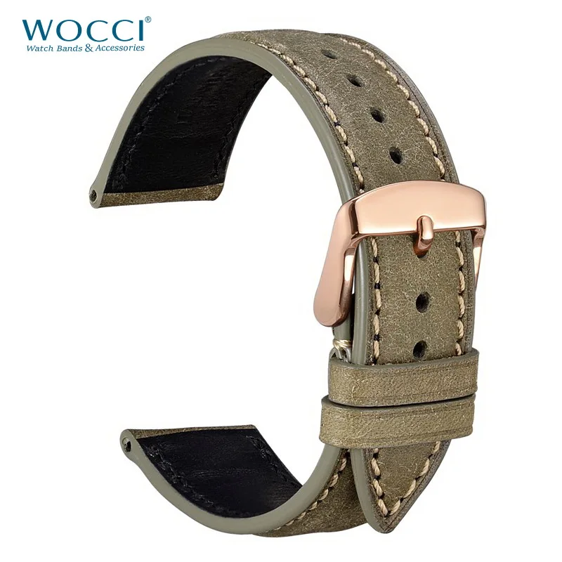Ремешок WOOCI из натуральной кожи для мужских и женских часов сменный мужской